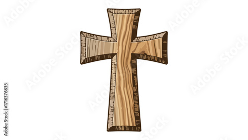Wooden Christian Cross Symbol Isolated on White Background - A Religious Icon Representing Faith and Spirituality