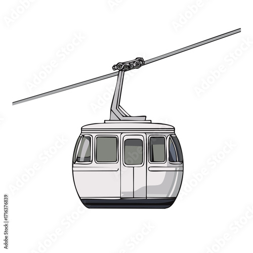 Modern Cable Car Gondola Isolated for Mountain Travel and Ski Resort Transportation