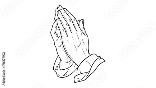 Drawn Hands Clasped in Prayer A Symbol of Hope, Faith, and Spiritual Connection