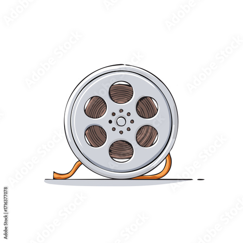 Vintage Film Reel Icon Representing Movie Production Cinema and Entertainment Media