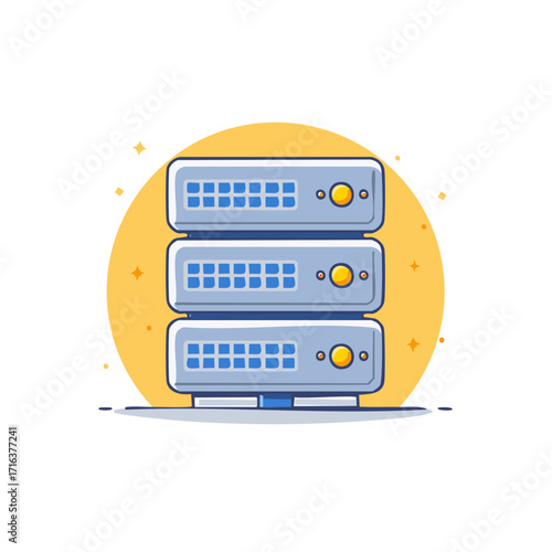 Server Stack with Control Panels Hosting Data and Information Technology