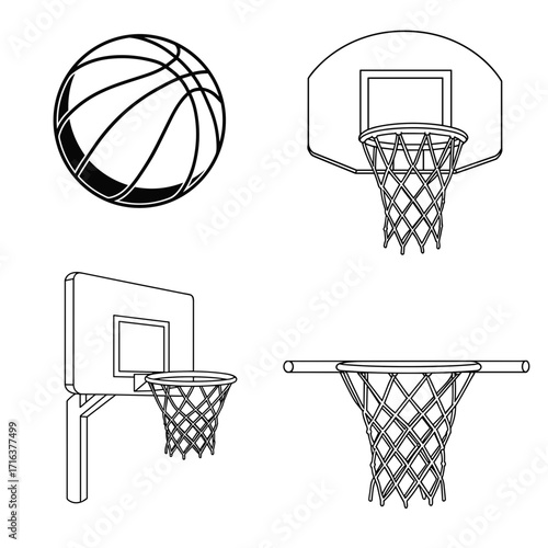 Collection of Basketball themed icons, including Basketball, Hoop, Backboard, Net