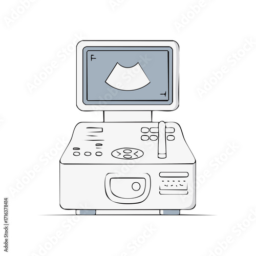 Cartoon Medical Ultrasound Machine Diagnostic Scan Illustration