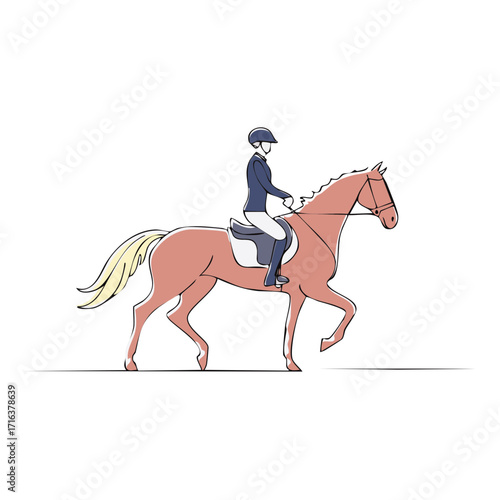 Equestrian rider on a horse, illustration