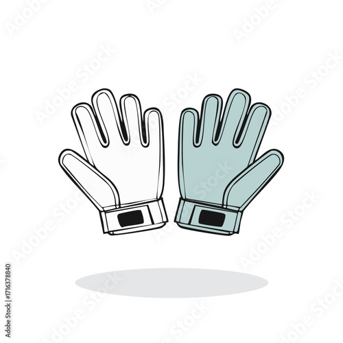 Pair of soccer goalie gloves for football game Hand drawn vector illustration