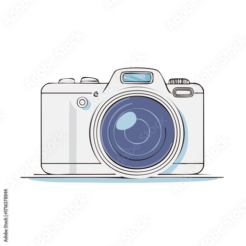 Analog Camera Lens Flat Vector Photography Equipment Media Tool Graphics