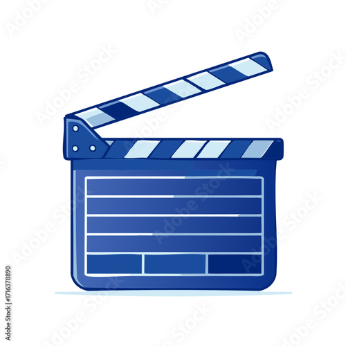 Film clapperboard illustration blue and white design movie making industry