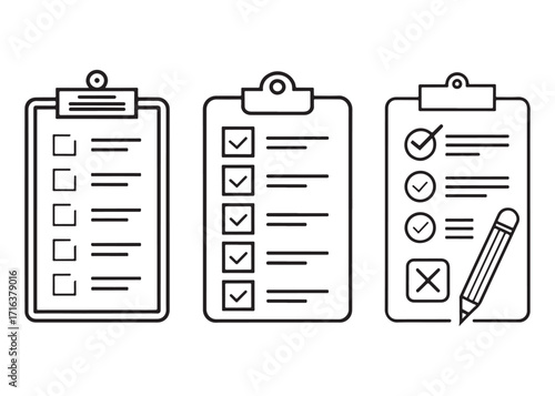 Checklists and ToDo Lists Outline Icons Concept for Task Management and Organization Efficiency with Pencil