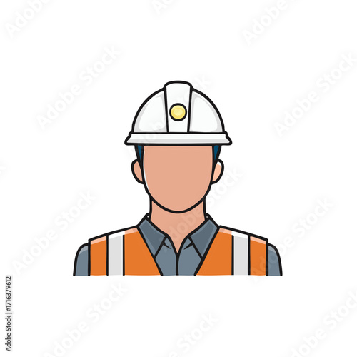 Illustration of construction worker or engineer wearing safety equipment