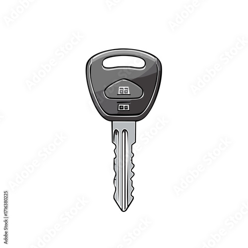 Modern Car Key with Remote Buttons - Vehicle Security, Transportation Access, or Automotive Use