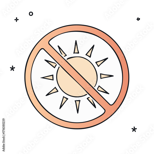 No sun exposure warning symbol illustration avoid direct sunlight