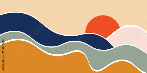 Vintage background with landscape, abstract mountains, suitable for your design templates such as posters, banners, book covers.