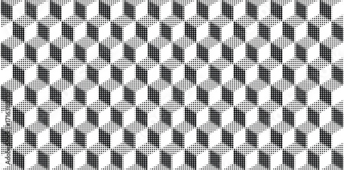 Halftone Cubes Pattern. Hexagon Tiles Pattern. Minimal Geometric Background Texture. Vector Illustration