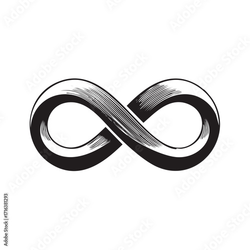 Elegant Infinity Symbol with Crosshatch Texture and Smooth Curves