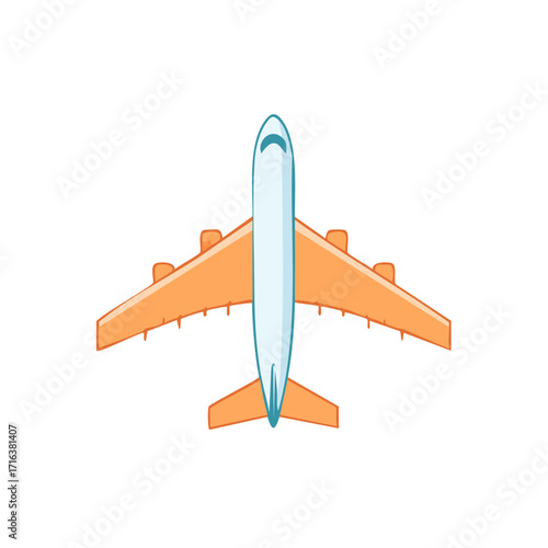 Passenger Airplane Overhead View Flying for Travel Destinations and Aviation Themes