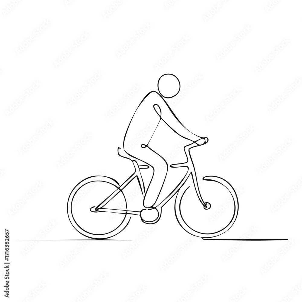 Obraz premium Abstract Cyclist Riding a Bicycle Continuous One Line Drawing Art