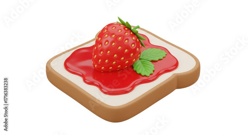 Stylized Strawberry Jam on Toast Illustration with Vibrant Colors and Playful Design for Children's Education and Whimsical Food-Related Content Creation