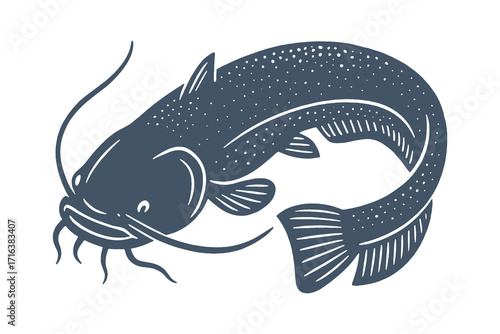 Catfish engraved sketch vintage style vector illustration