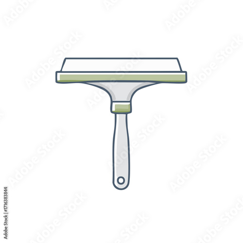 Illustration of a window cleaning squeegee tool with green accents