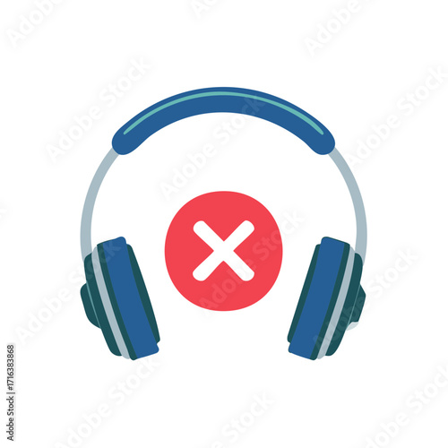 Headphones with a red cross symbol indicating silence or no sound