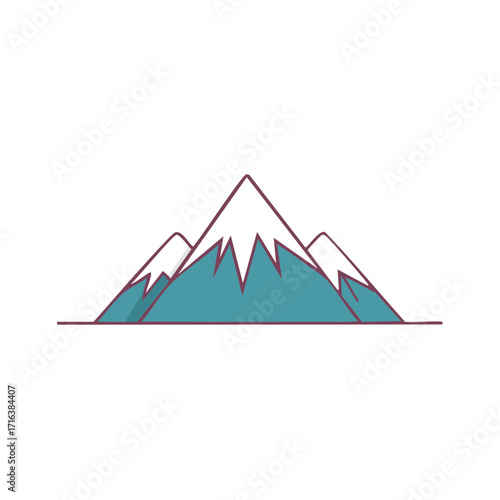 Illustrated Mountains with Snow Capped Peaks Linear Graphic Style