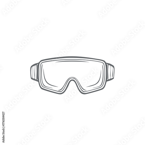Isolated Outline of Snow Goggles for Sport or Skiing Equipment Graphic Element in Monochrome Style on White