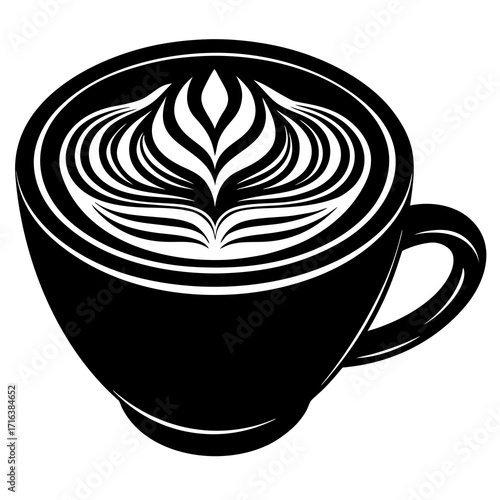Black and white latte art in a coffee cup beverage 2