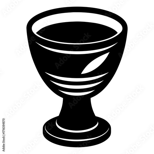 Black chalice with liquid and decorative bands goblet