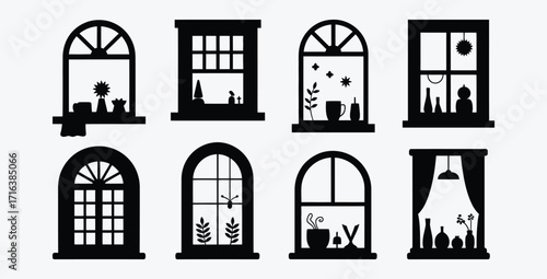 Collection of window silhouettes showcasing home decor and architectural styles