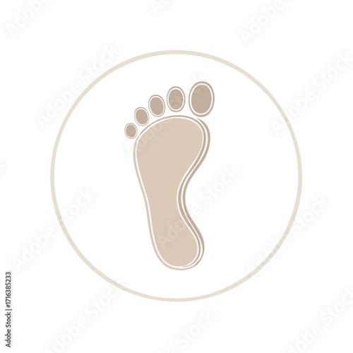 Simple Outline of a Human Footprint Inside a Circular Border