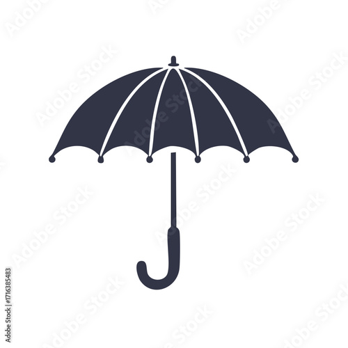Simple Umbrella Silhouette Illustration, Isolated on White Background