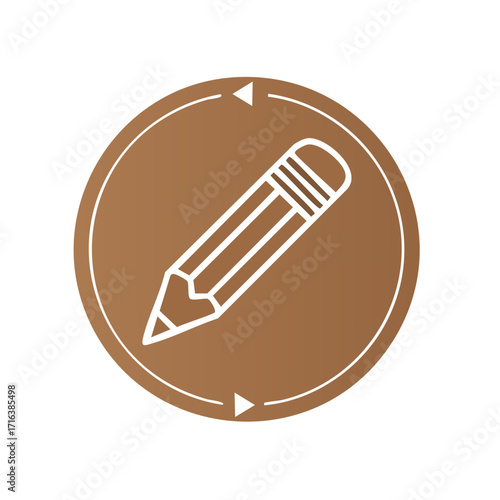Pencil icon with circular arrows symbolizing editing revision and creativity