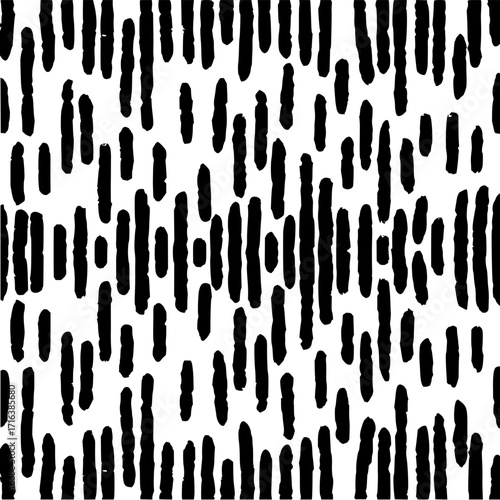 Black vertical brush stroke pattern on a white background creates an abstract visual texture look and feel