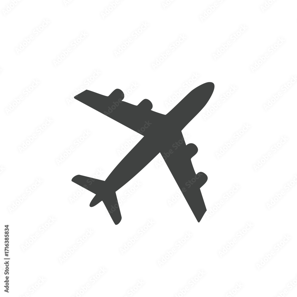 Obraz premium Airplane silhouette icon, travel, aviation, and transportation concept