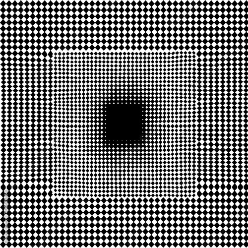 Abstract black and white diamond pattern with central square and shrinking diamond effect creating depth