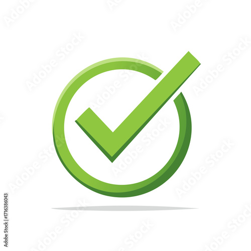 Green Checkmark in Circle Symbolizing Approval Confirmation Validation Correctness or Selection