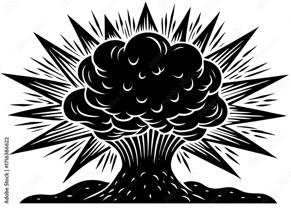 Fototapeta premium Chemical Reaction Explosion Silhouette, Laboratory Science SVG, PNG