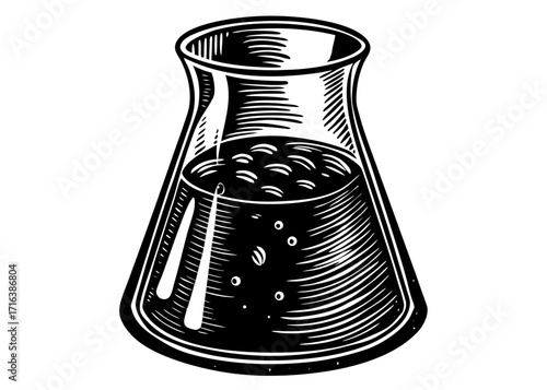 Beaker with Liquid Silhouette, Laboratory Science SVG, PNG