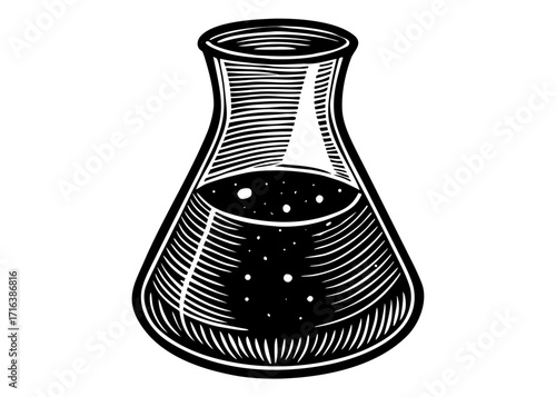 Beaker with Liquid Silhouette, Laboratory Science SVG, PNG