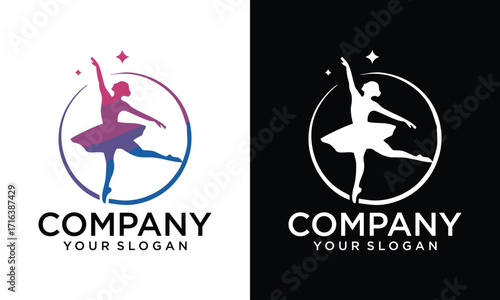 Creative Dance Academy logo design, Professional Female Dancer Logo vector.