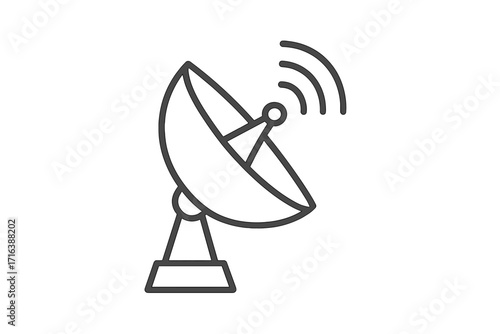 Satellite dish line icon. Simple vector illustration of antenna for telecommunication, broadcast, and signal transmission. Minimalistic outline pictogram with editable stroke.