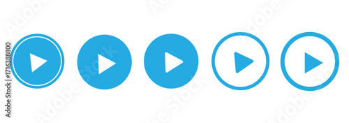 Play video red button icon, sign isolated on white background. Trendy circle play button icon in flat style.