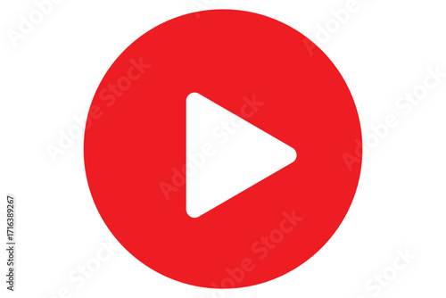 Play button icon set. Start audio or video action symbol. Video player concept . Red Play button Icon.