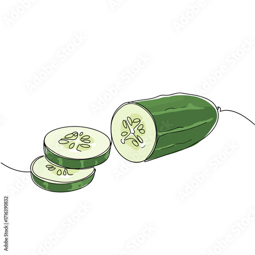 Fresh cucumber sliced on white background  