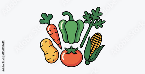 Illustration of fresh vegetables for a healthy diet concept graphic