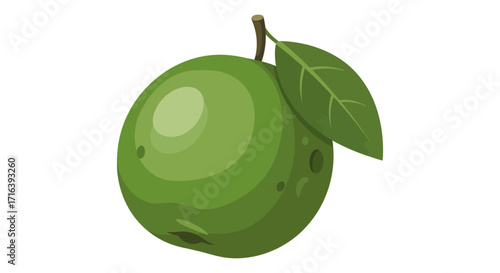 Fresh green apple with a leaf, a healthy and delicious fruit, perfect for snacks and desserts