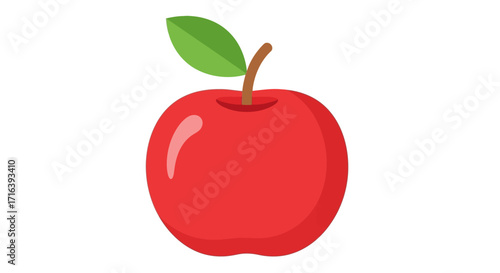 Vibrant Red Apple with Green Leaf A Delicious and Healthy Fruit Icon