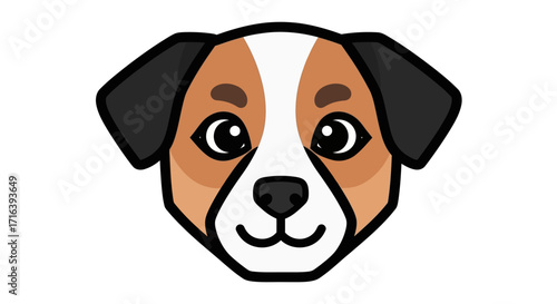 Cute Jack Russell Terrier dog head portrait in a modern geometric style. Vector mascot icon for pet services or branding