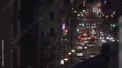 Evening peak hour traffic in Naha city, Okinawa, Japan