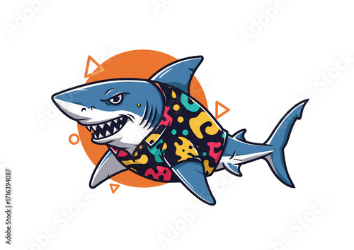 shark cartoon isolated on white